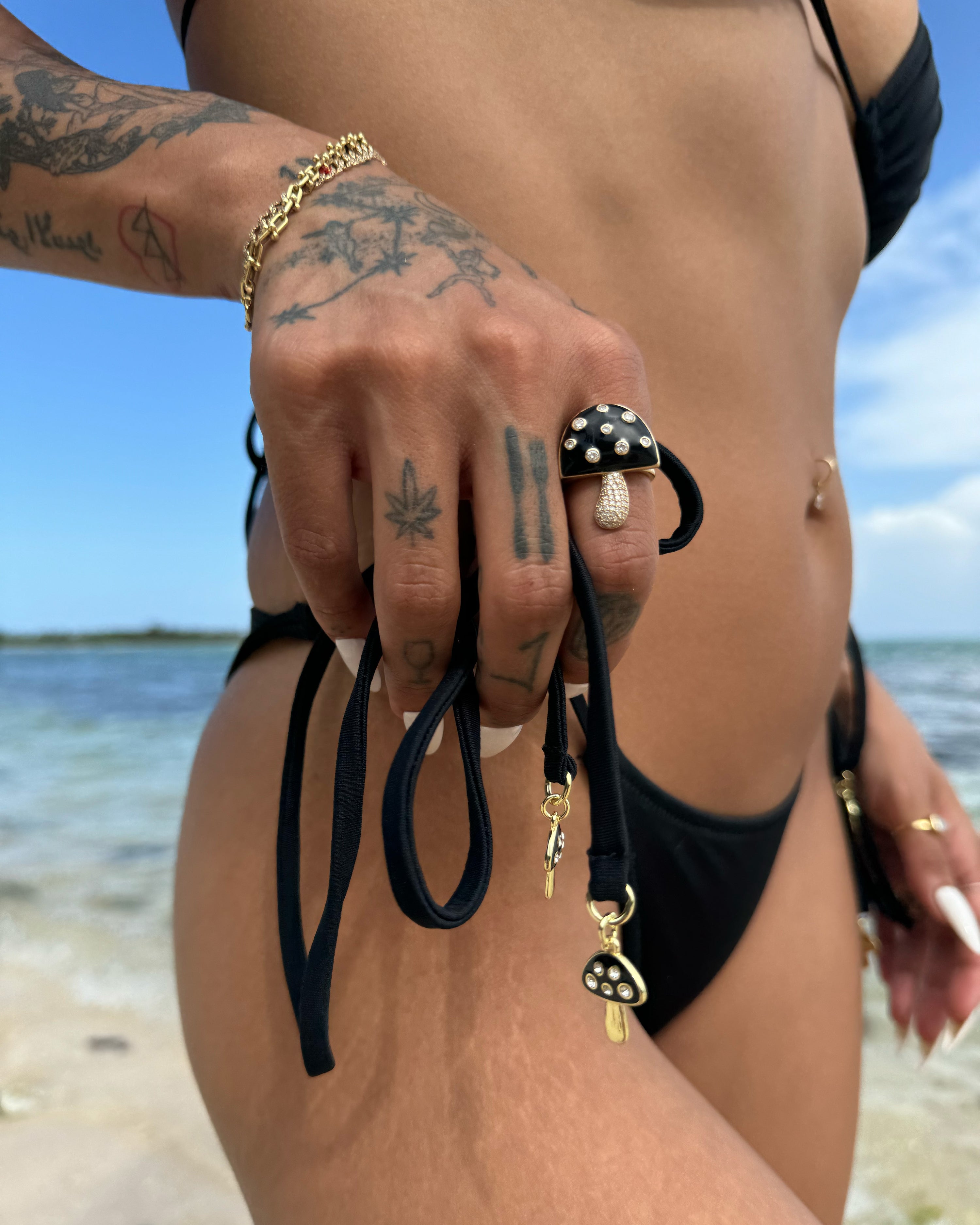 Mushroom Tie Side Bikini (Black)