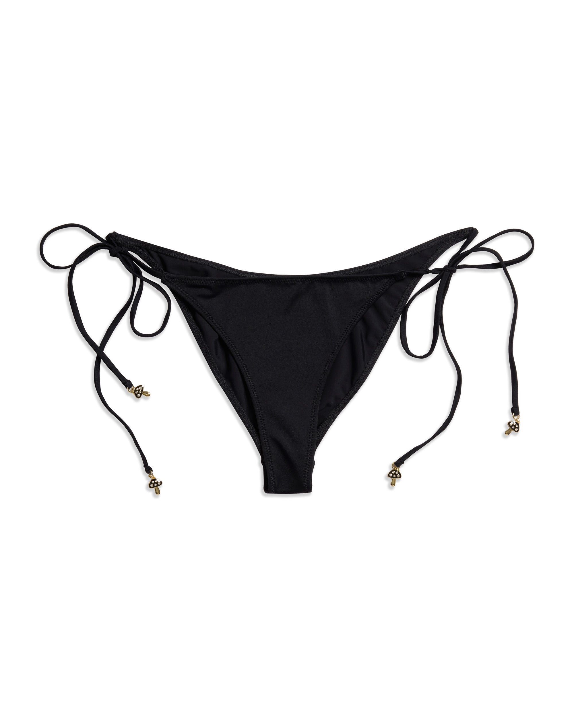 Mushroom Tie-Side Black Bikini Thong