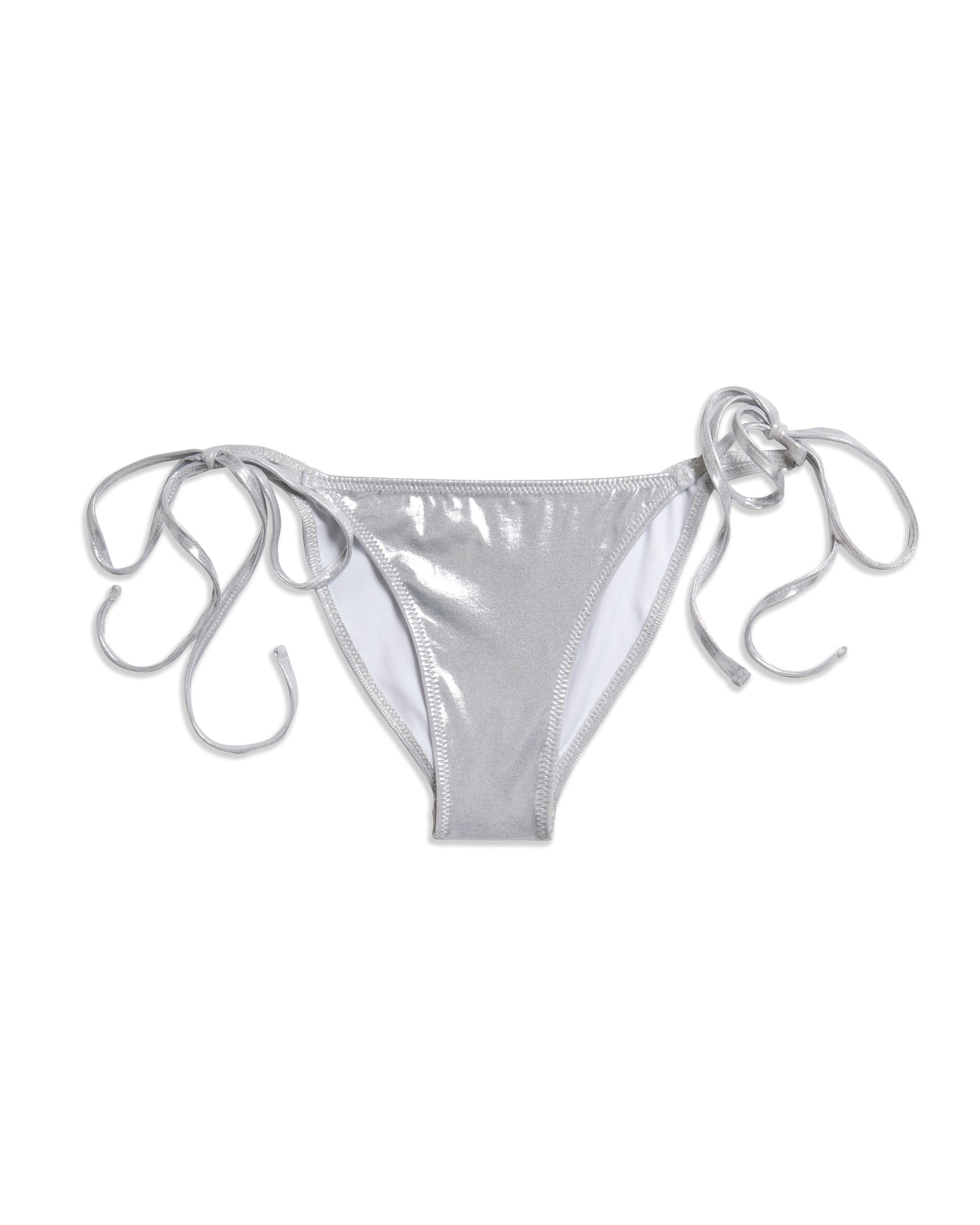 Silver Chrome Tie-Side Bikini Bottom